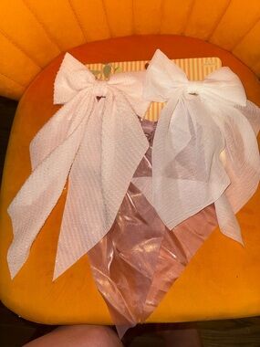 Women’s Hair Bow Set - Light Pink & White Decorative Bows